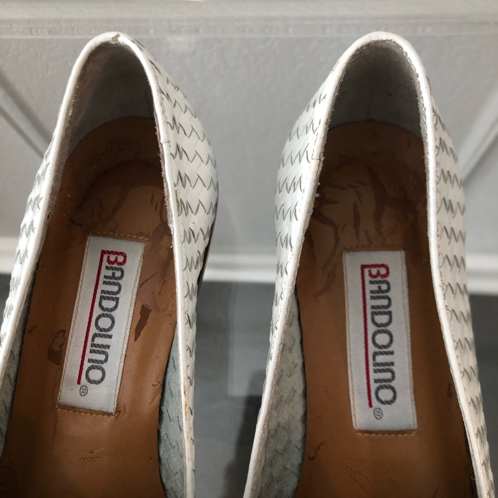 Bandolino White Leather Woven Loafers - Picture 9 of 12
